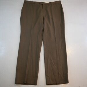 Bespoke 42x34 Brown Birdseye 100% Wool Flat Front Classic Dress Mens Pants